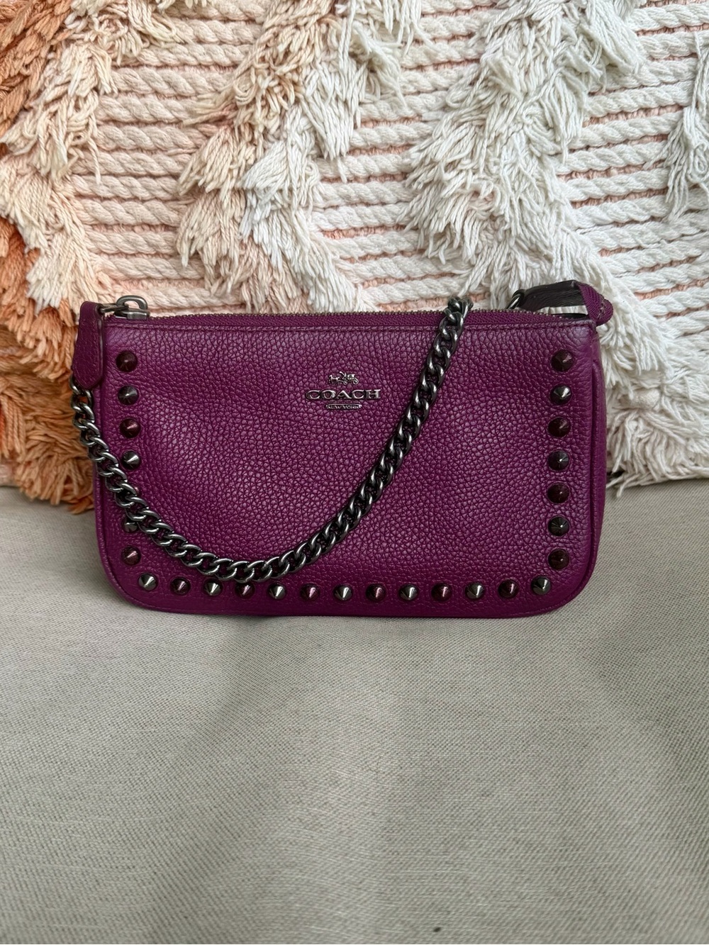 COACH Pebbled Leather Studded Nolita 19